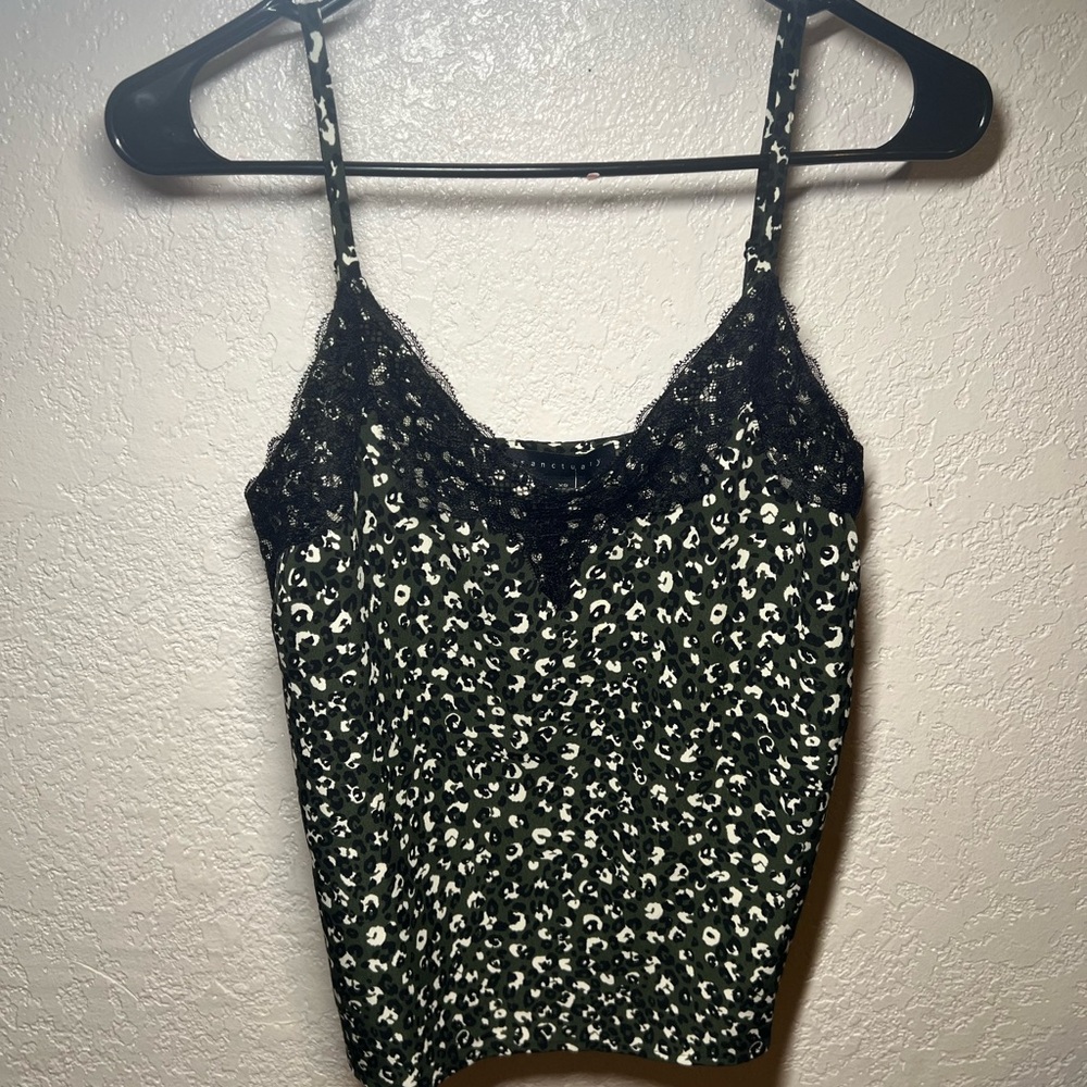 Sanctuary Leopard Print Lace Trim Cami Top